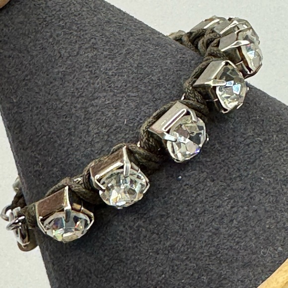 American Eagle large sparkling rhinestone woven bracelet 7” boho mob wife - Picture 3 of 13